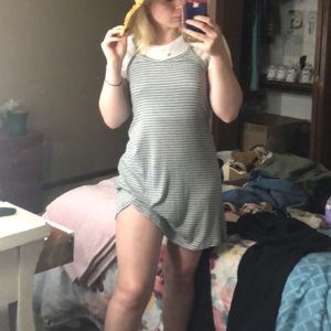 stripped dress with built in white tank top
